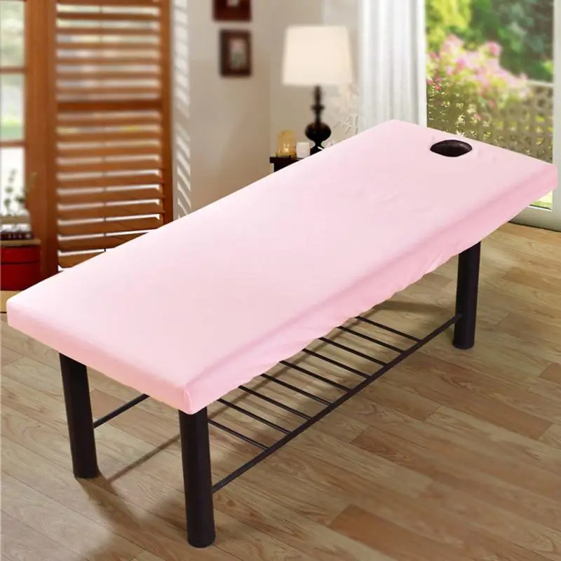 Профессиональный косметический салон простыни спа массаж лечение кровать стол покрытие простыни с отверстием для лица#1025 - Цвет: Розовый