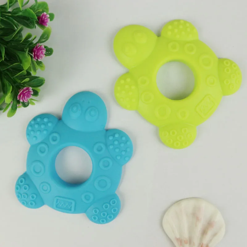 NEW Baby Teethers Children Silicone Toy kids Rattles child Animal Turtle Teether Silicone Training Toddler infant lovely cute 1pcs