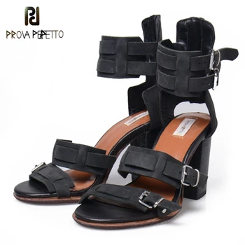 

Prova Perfetto Original European New Arrived Summer Super Star Woman Shoes High Heels Peep Toe Real Leather Buckle Strap Sandals