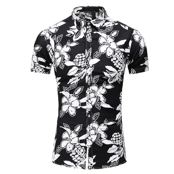 

M-6XL 7XL mens shirts casual slim fit hawaiian shirt men summer shirt new style print short sleeve men dress shirts