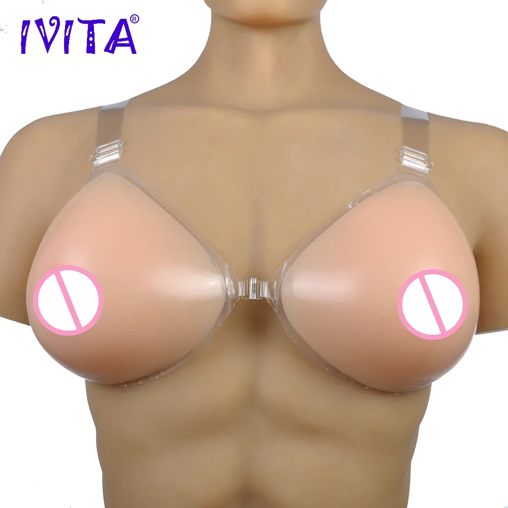 

IVITA 1200g/Pair Color Beige Realistic Silicone Breast Forms With Shoulder Straps Crossdresser Fake Boobs Drag Queen Mastectomy
