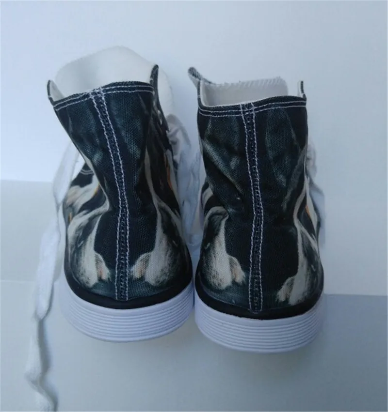 INSTANTARTS/персонализированные мужские парусиновые туфли; модные высокие мужские туфли на шнуровке из вулканизированной кожи; Стильная черная джинсовая Брендовая обувь с принтом собаки