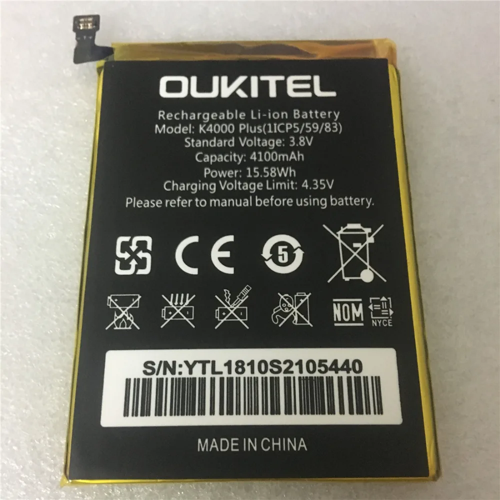 For Oukitel K4000 Plus Battery Replacement High Quality Large Capacity 4100mAh Back Up Bateria | Мобильные телефоны и