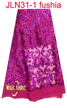 

Top sale African nigerian lace fabric with sequins for party&wedding dress 5yards/lot JLN31