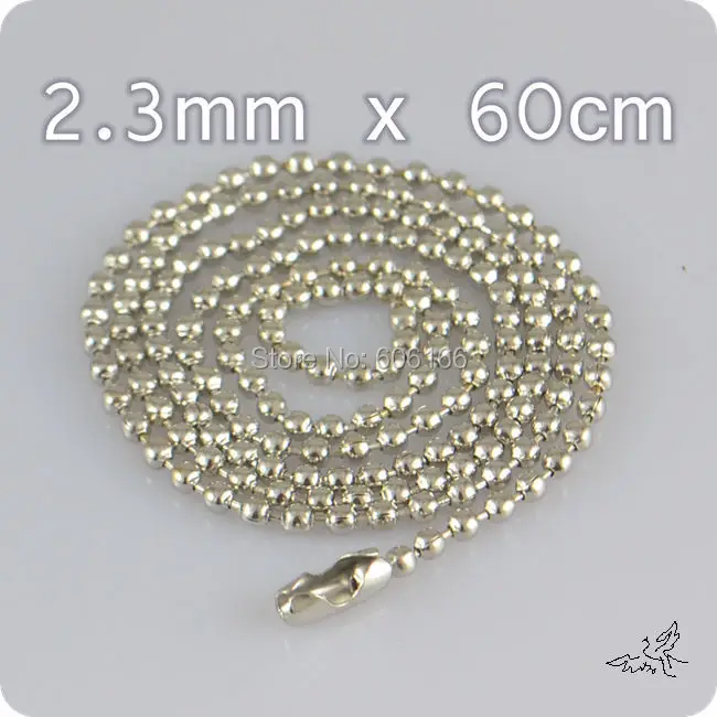 

30pcs/lot 2.3mm 60cm Silver Tone Dog Tag Chains Ball Bead Chain Necklaces Keychains for Pandent Free Shipping