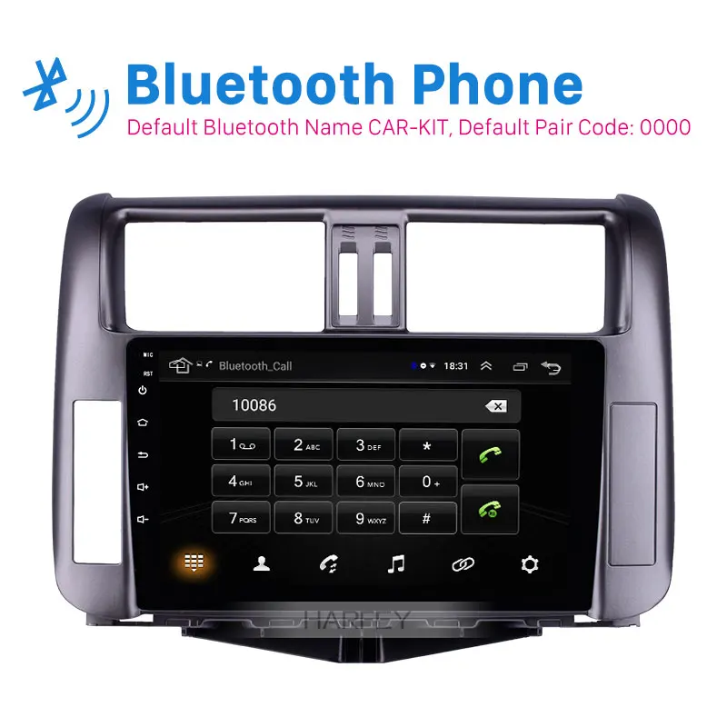 Harfey 9 дюймов Android 8,1 для Toyota Prado 150 2010-2013 радио gps система с 1024*600 сенсорным экраном Bluetooth Поддержка музыки DVR