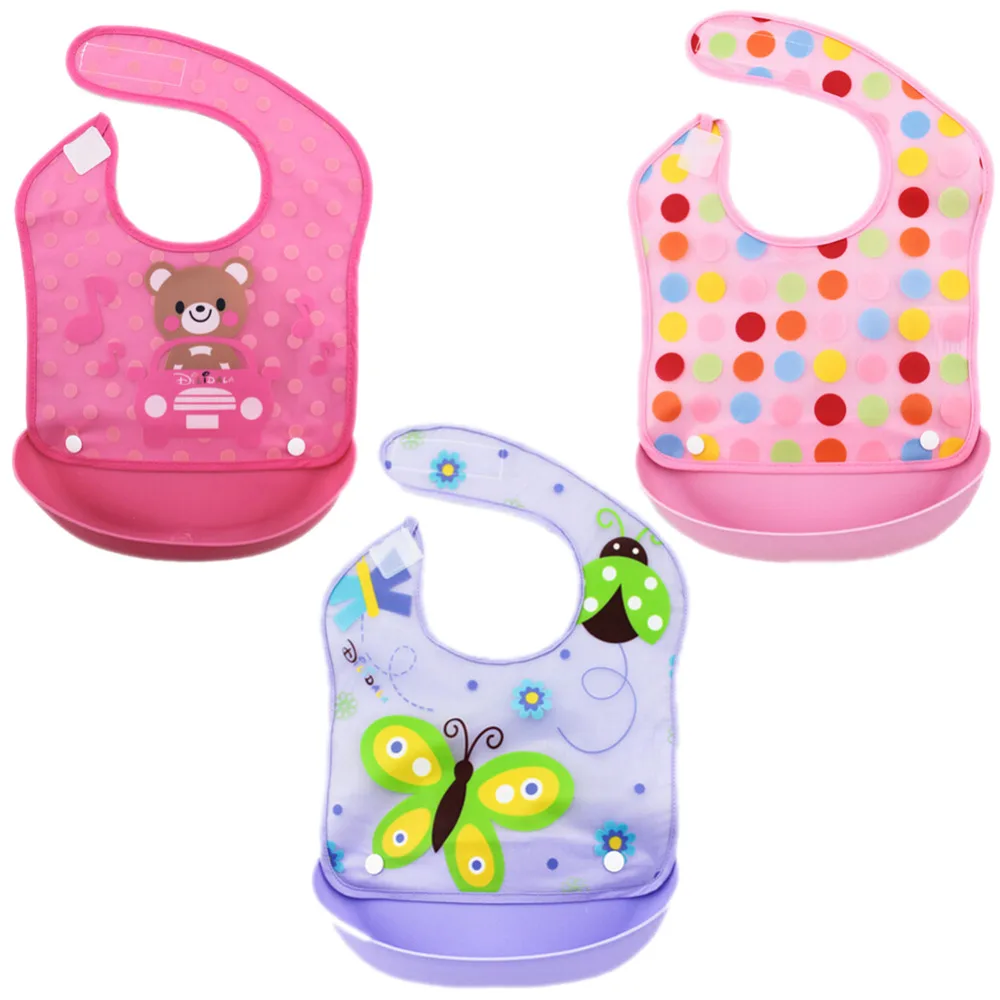 3PCS Waterproof Detachable Silicone Baby Bib Boys Girls Bandana Bib