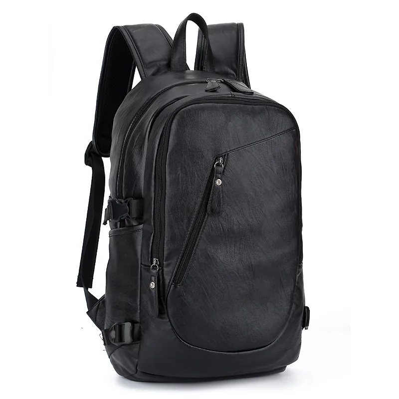 

Men Backpack Pu Leather Capacity Leisure Mochila Multifunction Laptop Backpacks Waterproof Shoulder Bag College Travel Book Bags