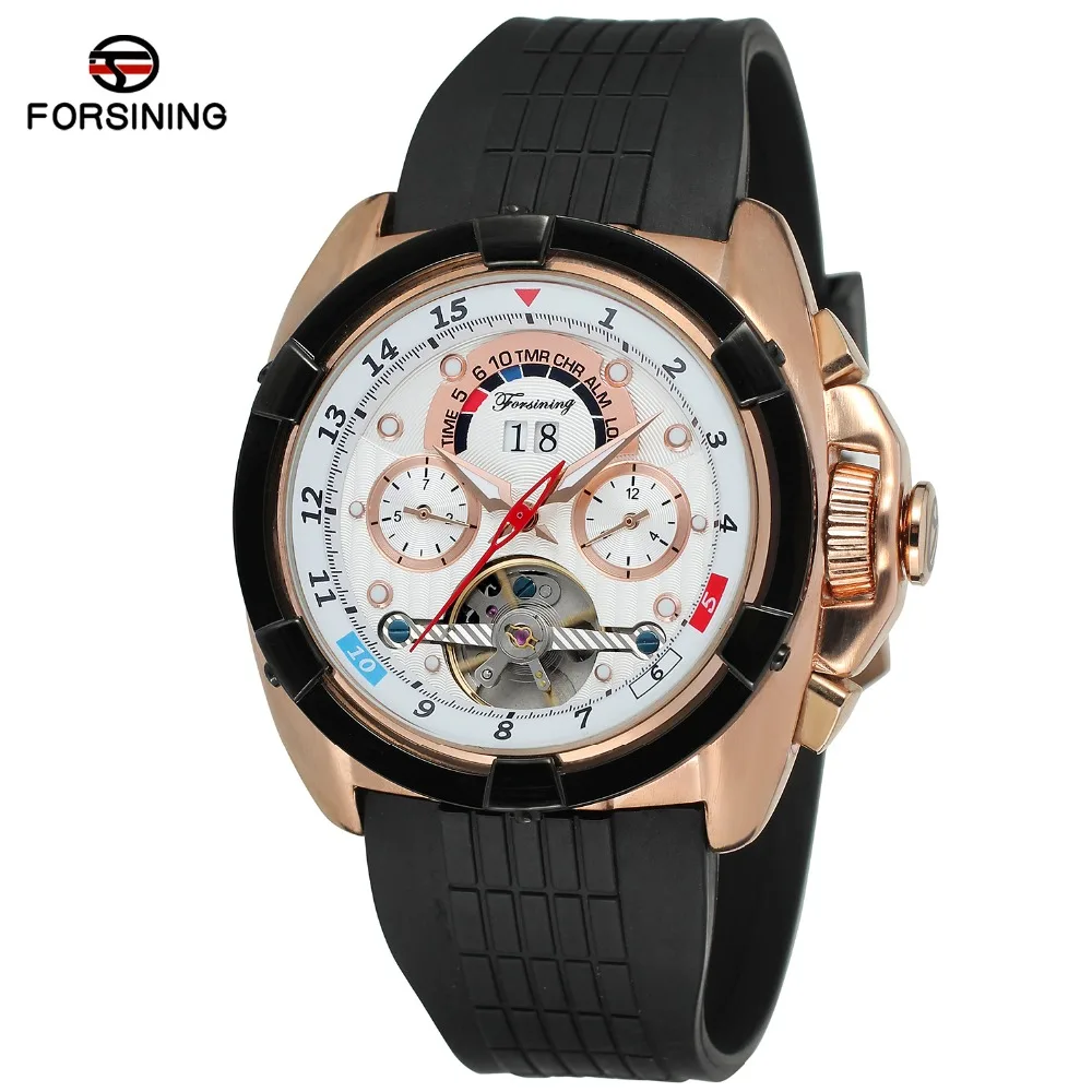Top Brand Luxury Mens Sport Watches Rubber WatchBand Tourbillon Mechanical Automatic Watch Men relogio masculino