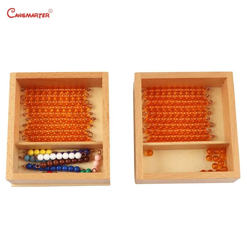 

Montessori Maths Wooden Box With Beads Copper Wire for Ten Board Wood Number Training Children Preschool Teaching MA016-3