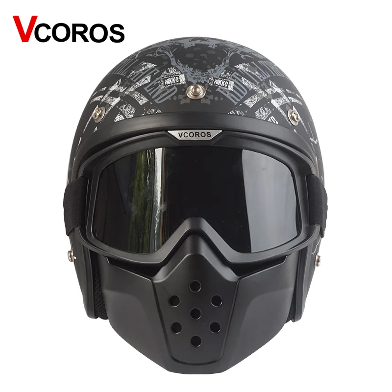 VCOROS брендовые винтажные Съемные очки рот фильтр Ретро Маска Половина открытое лицо мотоциклетные шлемы маска для косплея очки