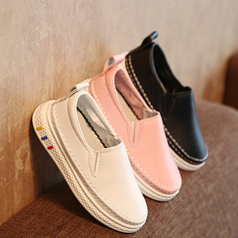 

2019 New Casual Cute Girls Spring Shoes Slip On Sports Faux Leather Casual Students Flatties LBY2019