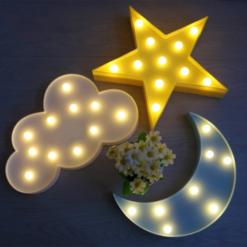 

3D LED Night Light Table Lamp Christmas Tree Star Cloud Pineapple Flamingo Cartoon Cactus Children's Night Lamp Romantic Battery