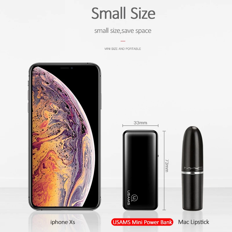 USAMS 2000mAh Mini Power Bank Single USB Powerbank Portable Phone Chargers External Battery USB Charger banks wit LED light