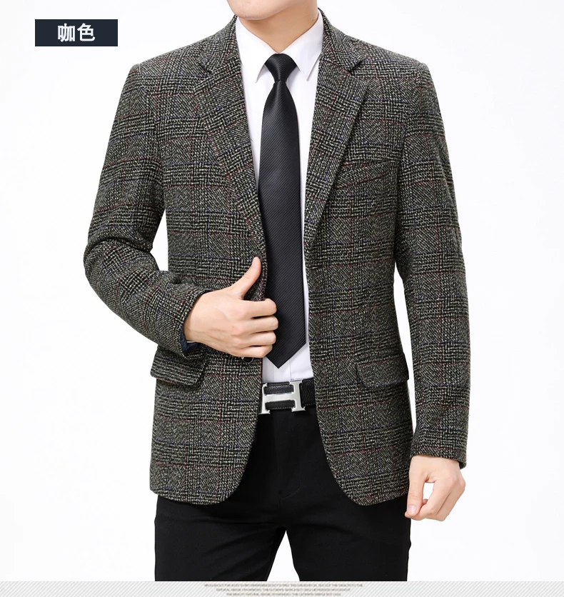 WAEOLSA Men Slim Fit Blazers Male Classical Grain Suit Coat Mans Smart Casual Blazer Masculino Blends Suit Jackets Chinese (8)