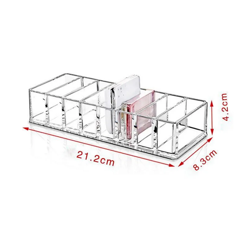 Многосеточная настольная прозрачная акриловая 8 сетчатая коробка для хранения пудры, губная помада, полка для макияжа, румяна, тени для век, коробка для хранения