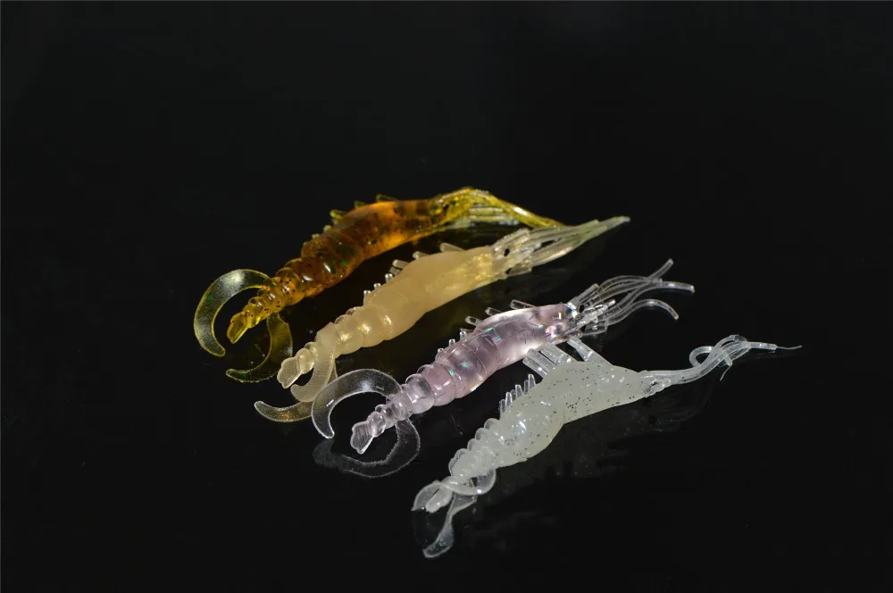 Spinpoler 85mm3g Fishing Lure Shrimp 10pcsLot Artificial Shrimp Saltwater Freshwater Bass Fishing Soft Baits Fishing Tackle  (2)