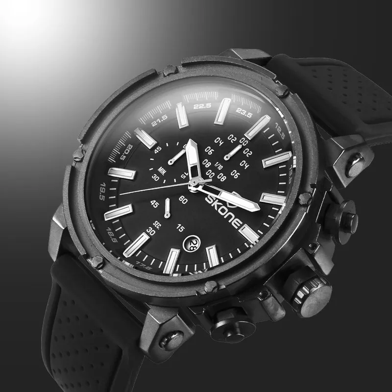 Prix pour SKONE Date Chronographe Sport Montres Hommes Étanche Résistant Aux Chocs Quartz-montre Silicone Montre Temps Heures relogio reloj hombre Prix pour SKONE Date Chronographe Sport Montres Hommes Étanche Résistant Aux Chocs Quartz-montre Silicone Montre Temps Heures relogio reloj hombre