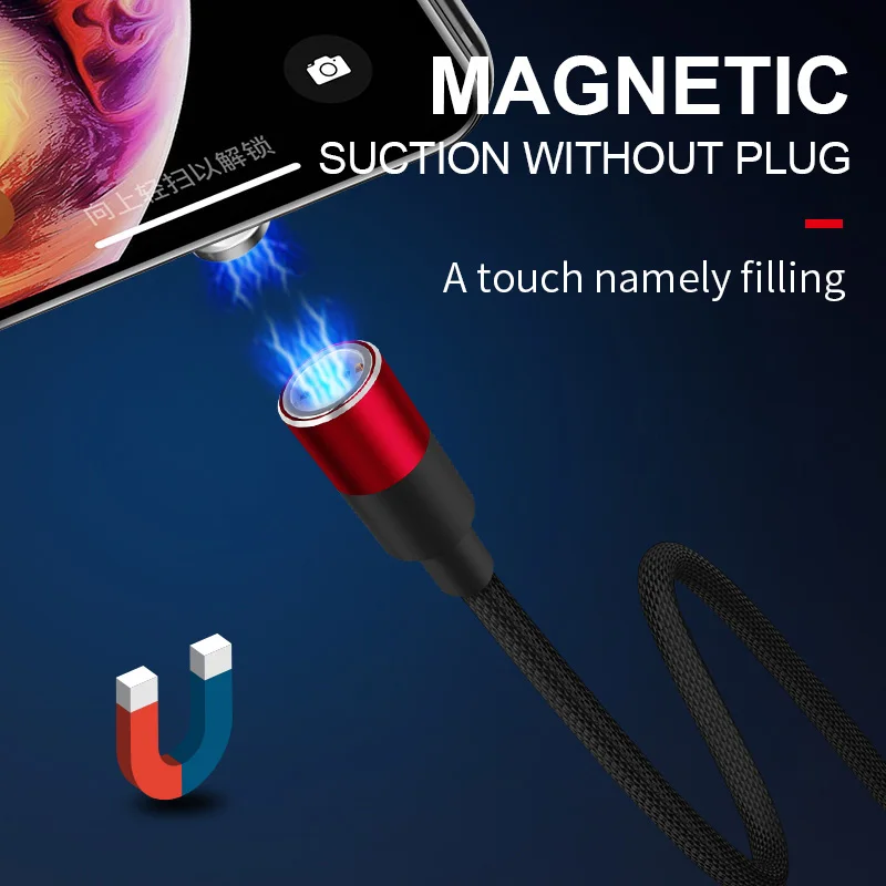 QC 3,0 Быстрая зарядка 3A Магнитный кабель type C Micro Usb быстрая зарядка Usb C светодиодный светильник для iPhone Xiaomi huawei Phone 1,2 м