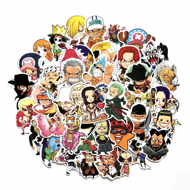 

42 48 60 75 Pcs/Set Anime ONE PIECE Luffy Stickers For Car Laptop PVC Backpack Home Decoration Decal Pad waterproof Decal