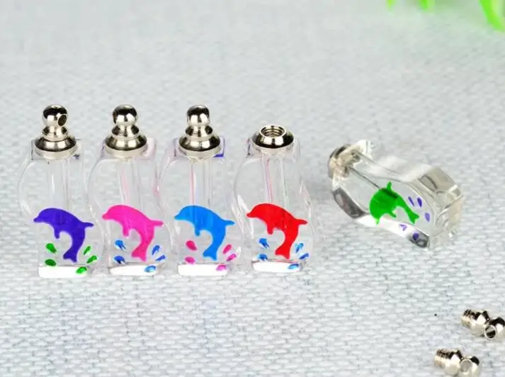 dolphin shape Crystal Vial Pendants miniature glass bottles rice vials SCREW CAP necklace perfume bottle Rice Charms diy | Дом и сад