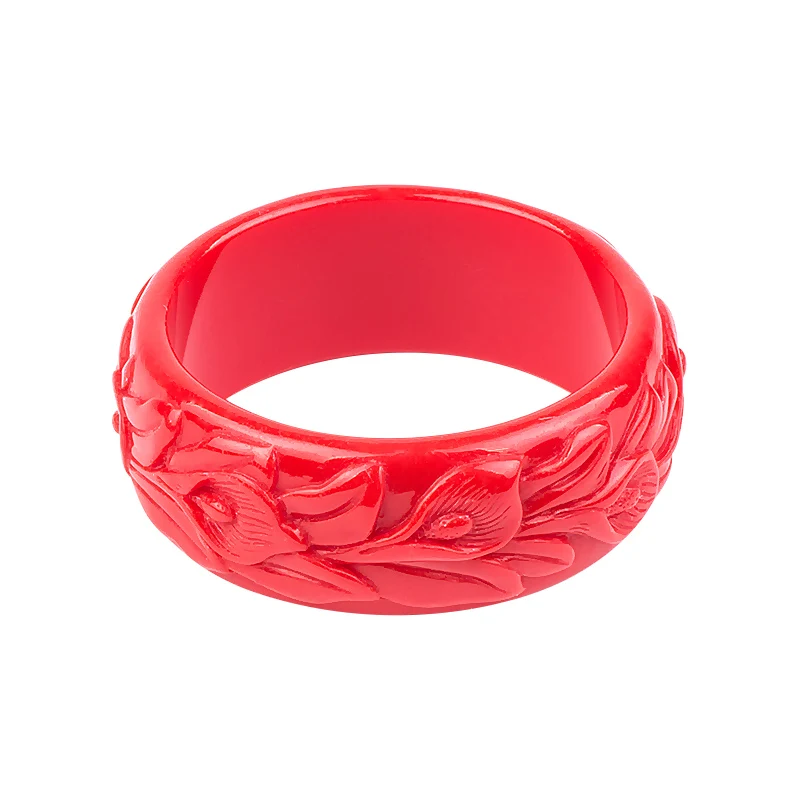 Trendy Resin Cuff Engraved Flowers Bracelets Bangles for Women Fashion Acrylic Round Bracelet Female Charm Wedding Gifts Jewelry (2)