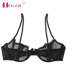 Mierside, прозрачное нижнее белье, нижнее белье, Одноцветный сетчатый бюстгальтер для женщин, Прозрачное нижнее белье, сексуальная чашка, бюстгальтер, черный