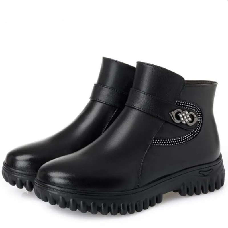 2019 Antideslizante Suave botas Plush Lana Black Genuino 2019 Antideslizante Suave botas Plush Lana Black Genuino