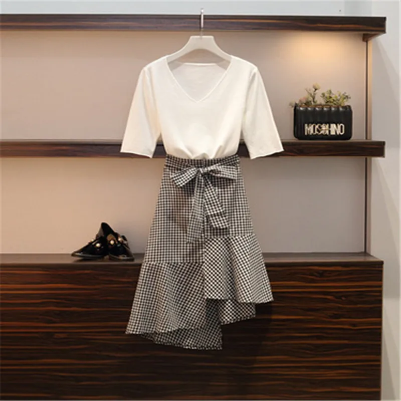 

Women's Loose Dress Casual Plaid Bow Dress Korean Cute Women's Dress