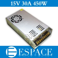 Best quality 15V 30A 450W Switching Power Supply Driver for CCTV camera LED Strip AC 100-240V Input to DC 15V free shipping