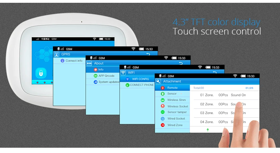 K52Home охранная сигнализация wifi GSM система 4,3 дюймов экран приложение управление наружная сирена SOS кнопочный разъем сенсорная клавиатура
