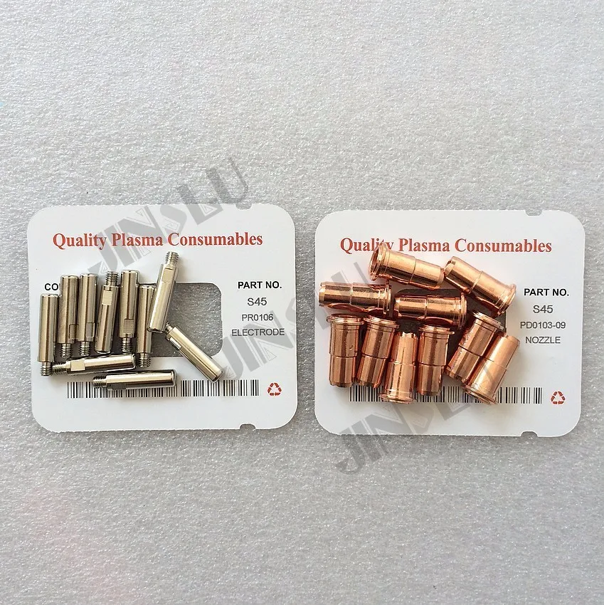 

Free shipping 20 PCS Trafimet S45 Plasma cutting torch consumables parts PD0103-09 Tip & PR0106 Electrode
