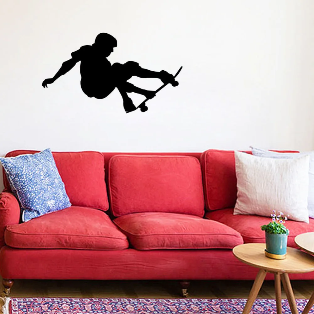 Skateboarder Skate Board Stars Wall Stickers Boy Removable Wall Sticker Mural Room Home DIY
