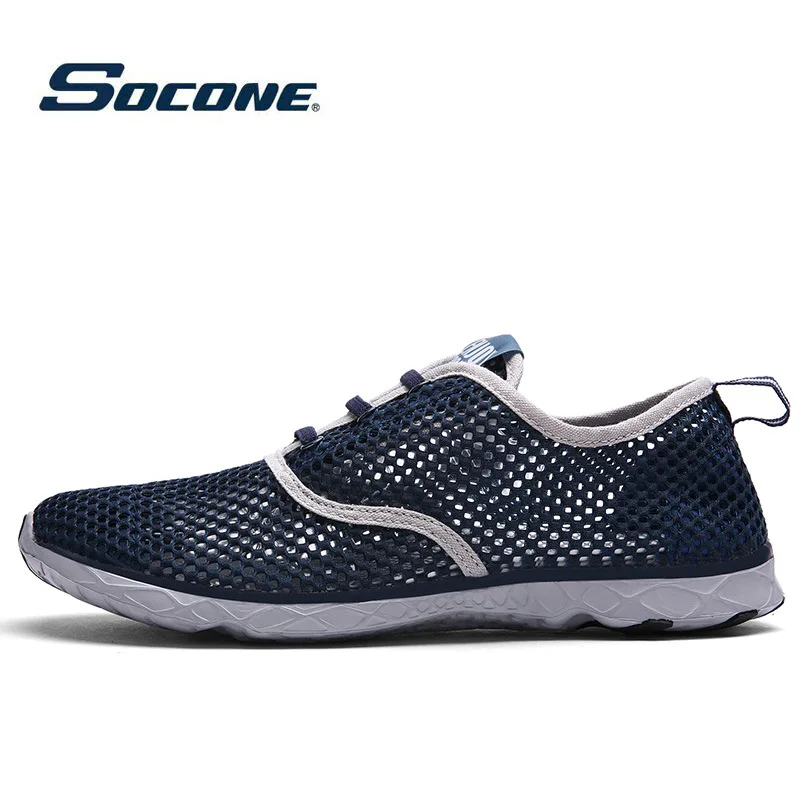SOCONE تنفس شبكة الرجال المياه الرياضة أحذية خفيفة الجوف خارج الصيف شقة أحذية الشاطئ للجنسين المنبع الأحذية في الهواء الطلق الخوض