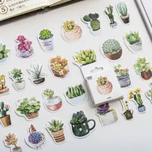50 Pçs/set Bonito Verde Cactus Planta Adesivos Decoração Diy Scrapbooking Álbum Diário Planejador Vara Etiqueta Diário Etiqueta