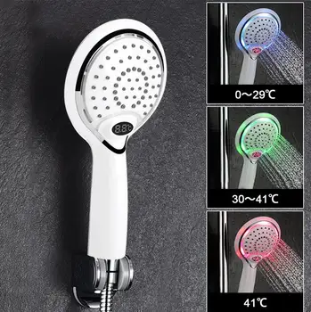 

Digital Temperature Display Shower Automatic LED Light Shower Head 3 Color LED Handheld Bathroom Spray Head Water Saving