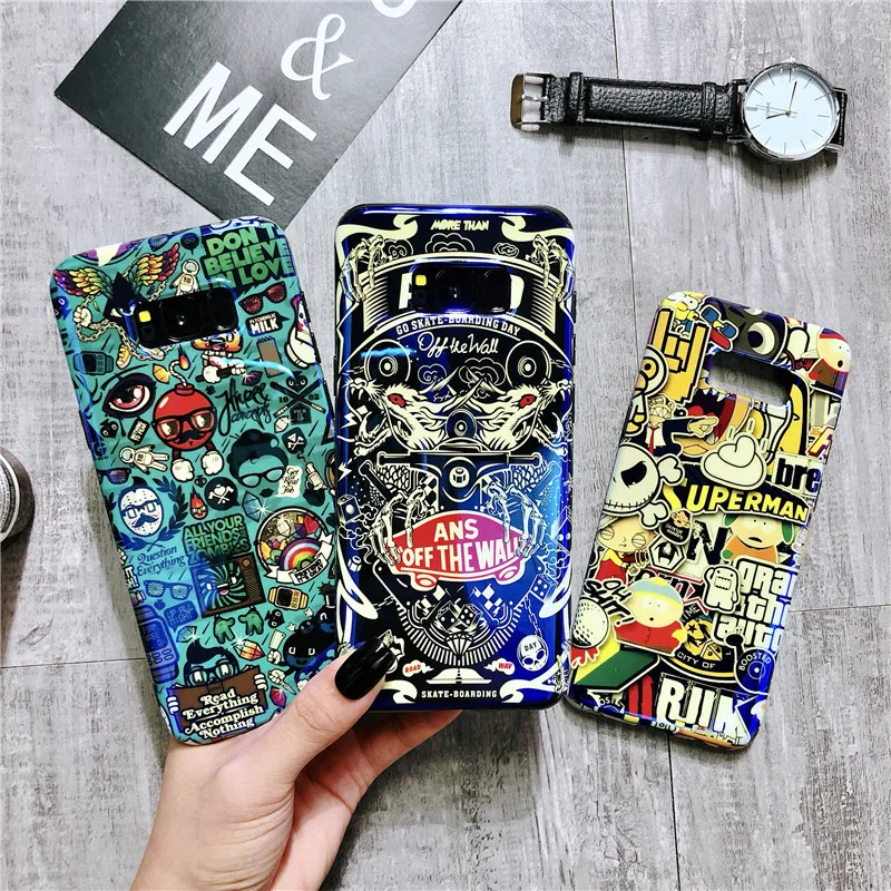 Крутые Мультяшные Чехлы для Samsung Galaxy Note 8 S9 S8 Plus мягкий силиконовый чехол IMD с синим