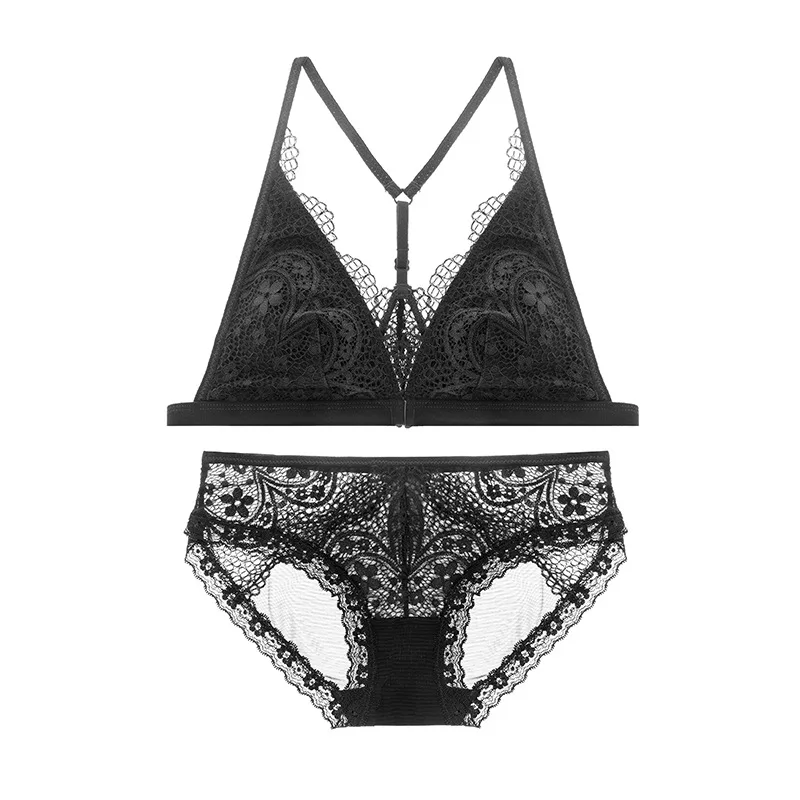 sexy mousse lace front closure Y-line straps bra and panties sets thin cup bralette sexy black white new arrival women lingerie sexy mousse lace front closure Y-line straps bra and panties sets thin cup bralette sexy black white new arrival women lingerie