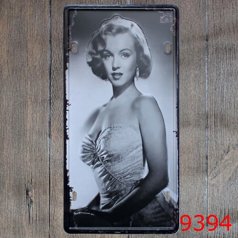Marilyn Monroe Iron Painting Vintage Metal Tin Signs Route Car Number License Plate Plaque Poster Bar Club Wall Garage