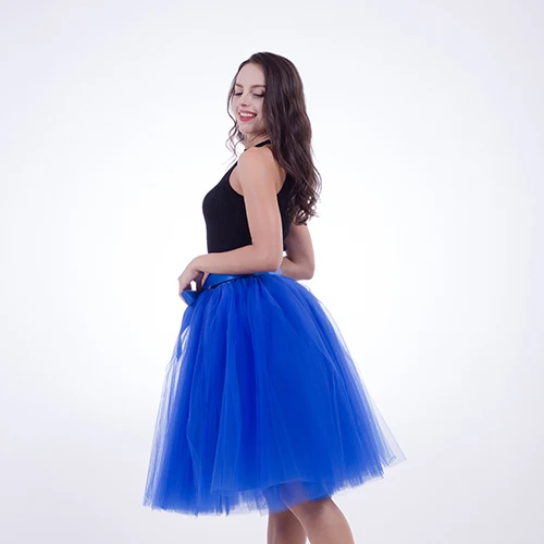 5 слоев 65 см миди Тюлевая юбка принцесса плиссированная юбка-пачка для танца Женская юбка лолита Jupe Saia Faldas джинсовые юбки для вечеринок - Цвет: Royal blue