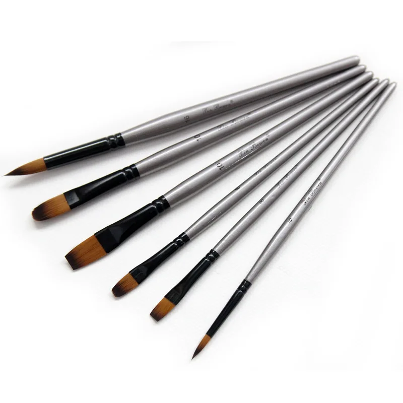 6pcs one set 6 шт./компл. нейлон масло для волос Краски ing кисть Различные Форма круглый заостренным кончиком гуашь в наборе ручка для рисования акварелью краски, художественные принадлежности - Цвет: 6pcs one set