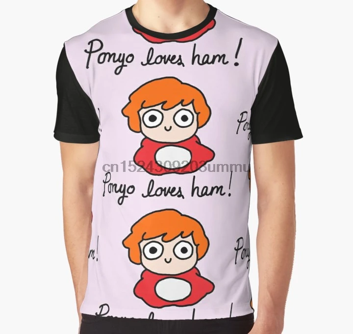 

All Over Print 3D Tshirt Men Funny T Shirt PONYO LOVES HAM Graphic T-Shirt