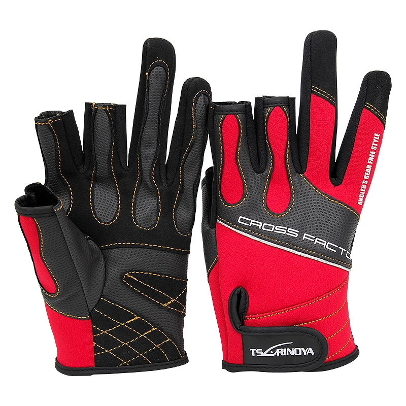 

New Top Quality Three/All Cut Finger Leather Fishing Gloves Anti Slip Fishing Gloves Outdoor Sports Slip-Resistant Gloves