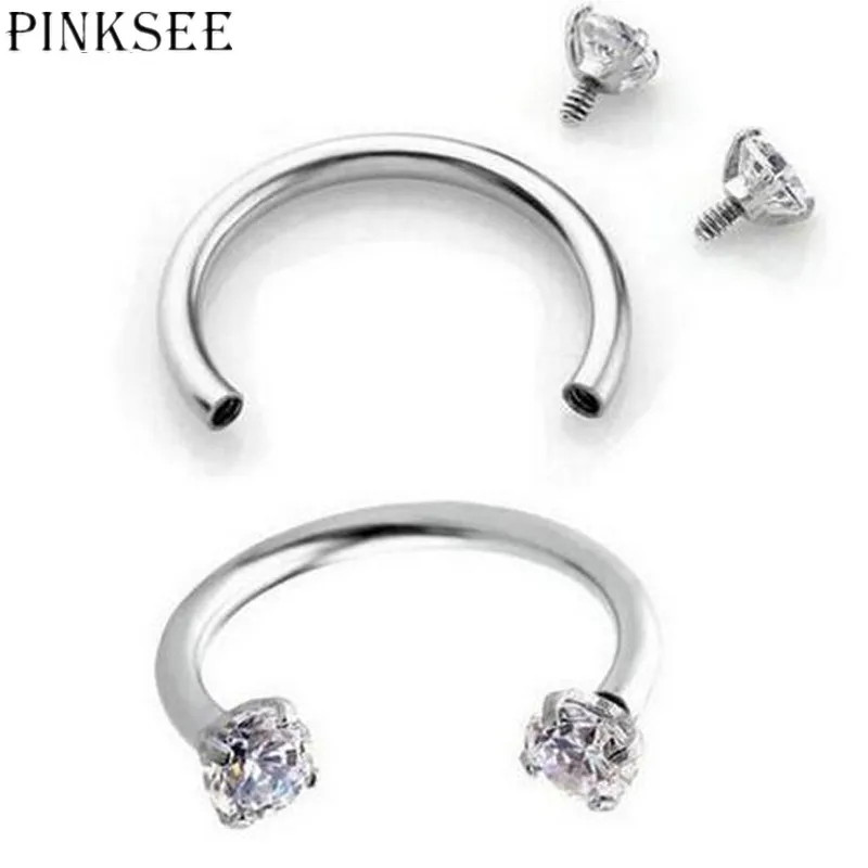 

PINKSEE 1Pc Surgical Steel 20G Nose Lip Eyebrow Labret Ear Septum Cartilage Helix Captive Hoop Ring Fake Body Piercing Jewelry