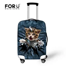 FORUDESIGNS/джинсы дизайн багаж защитный чехол 3D милый деним кошка собака принты спандекс аксессуары для путешествий Водонепроницаемые Дождевики