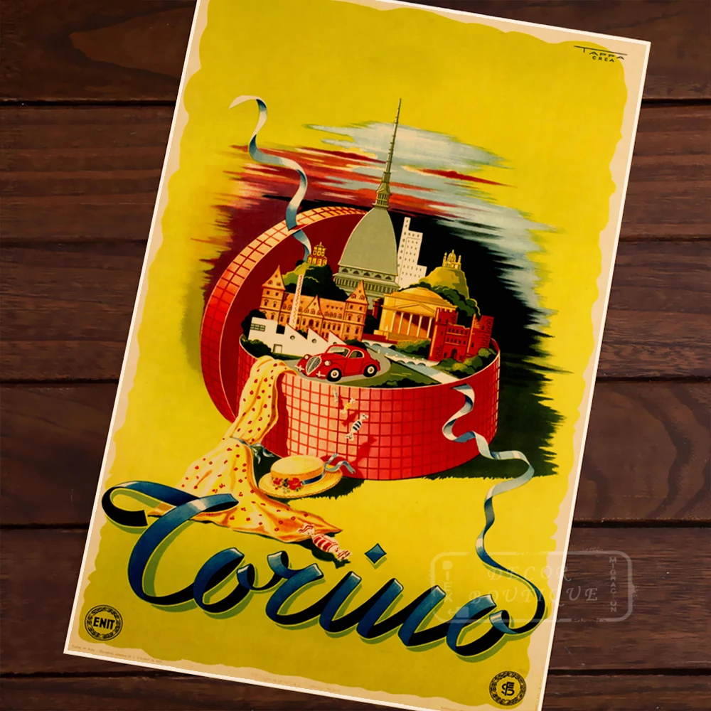Torino, Italy Harbor City Beauty Art Landscape Vintage Retro Poster