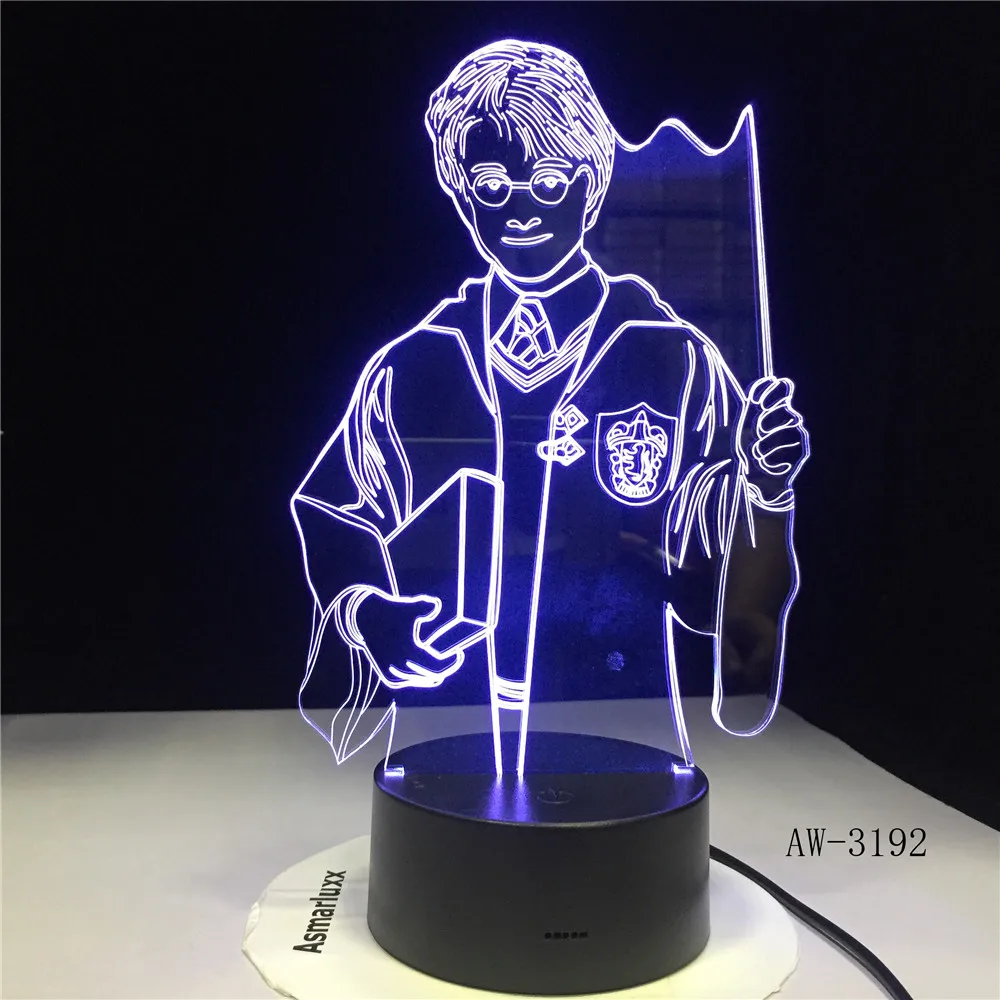 

Harry Potter Night Light Hogwarts Discoloration Magic School LED Lamp Luminaria Bedroom Decor Linternas 3D Table Lamp AW-3192