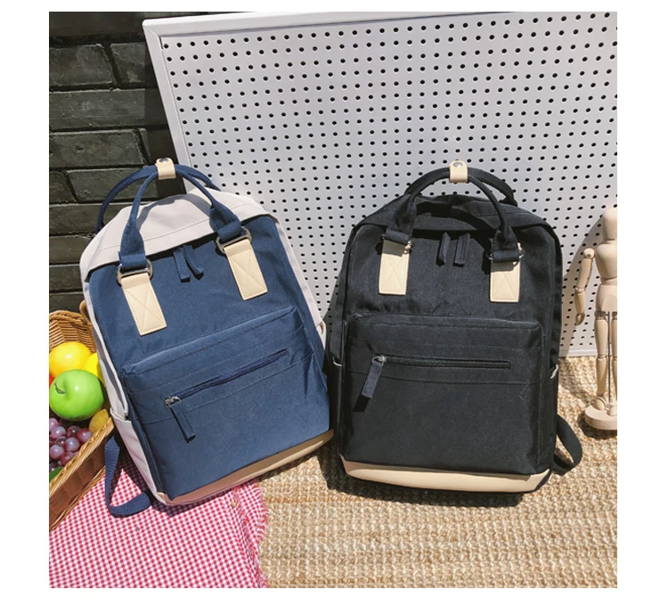 Women Hot Canvas Backpacks Candy Color Waterproof School Bags for Teenagers Girls Laptop Backpacks Patchwork Backpack New