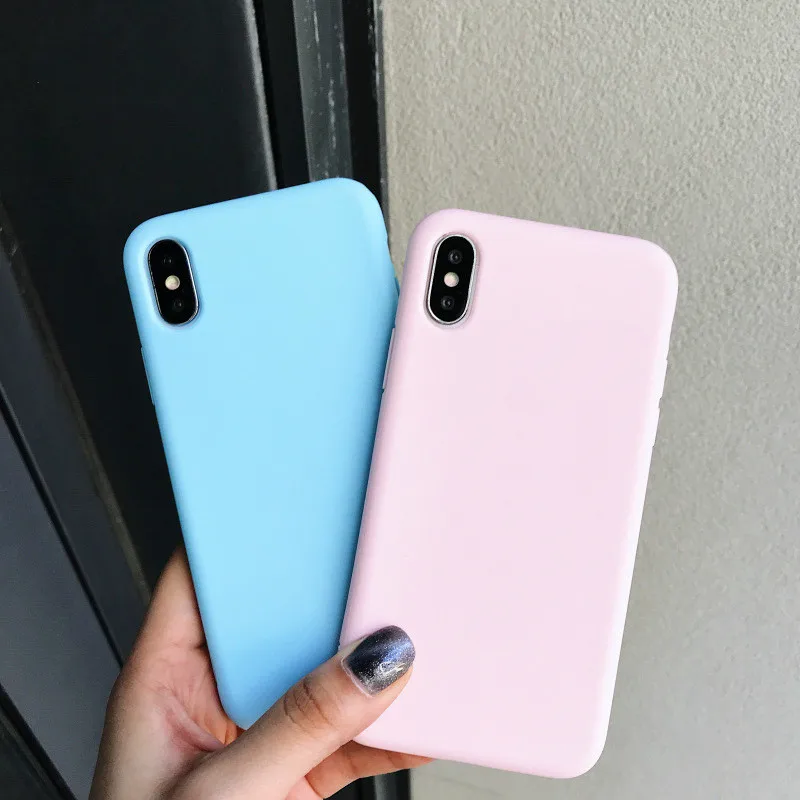 

Matte Case for iPhone 7 8 X Cases for iPhone 6 6S 7 8 Plus 5 5S Soft Silicone Candy Color Back Cover for iPhone XR XS Max Funda