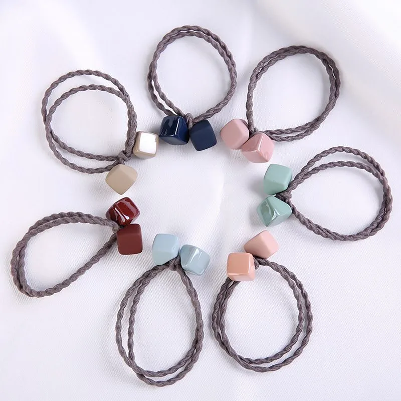 

Women Hair Accessories Square Hair Ties Vintage Elastic Hair Bands Rubber Rope Headdress Candy Color Hairband New Arrive